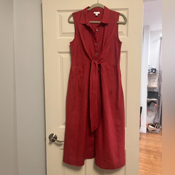 Easy, flattering linen tie front dress from J Jill - Picture 2 of 6